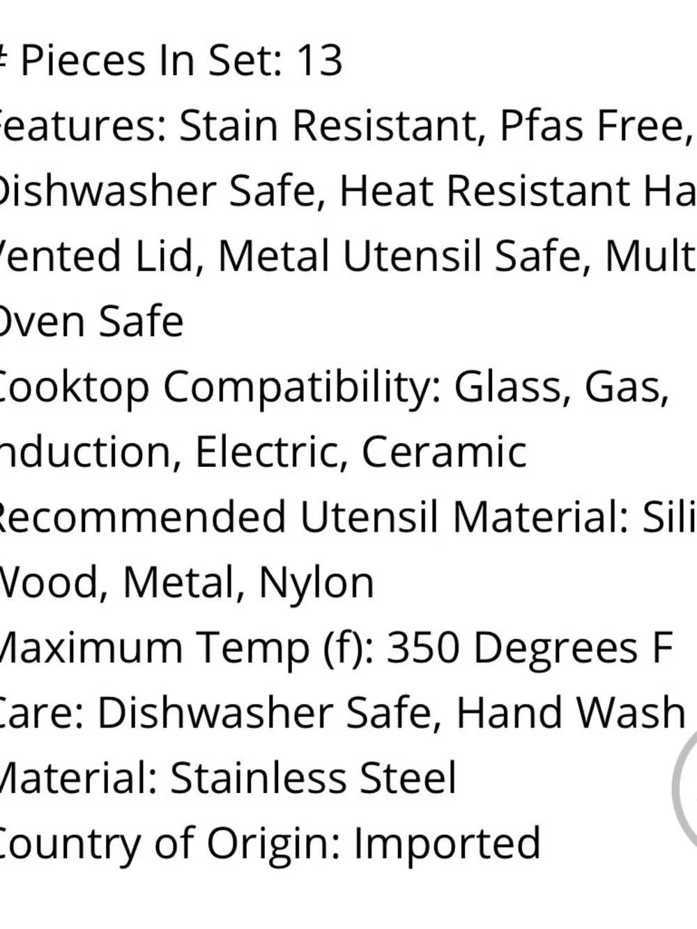 Cooks 13pc Stainless Steel Sutton Cookware Set (new)
